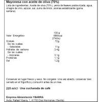 Mayonesa con aceite oliva YBARRA, frasco 225 ml