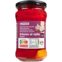 Pimiento de piquillo al ajillo EROSKI, frasco 225 g 