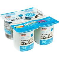 Yogur desnatado natural edulcorado EROSKI basic, pack 4x125 g
