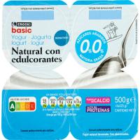 Yogur desnatado natural edulcorado EROSKI basic, pack 4x125 g