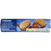 Galleta rellena de chocolate sin palma EROSKI, paquete 500 g