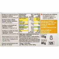 Sardina en aceite de girasol EROSKI BASIC, lata 115 g