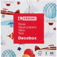 Pañuelo facial cubo deco EROSKI, caja 60 uds.