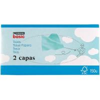 Pañuelo facial 2 capas EROSKI basic, caja 150 uds