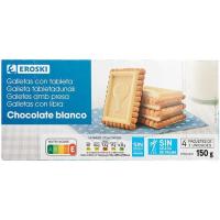 Galleta con chocolate blanco EROSKI, caja 150 g