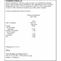 Chorizo criollo extra TORRE DE NUÑEZ, pieza 375 g