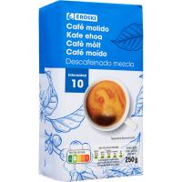 Café molido descafeinado mezcla EROSKI, paquete 250 g