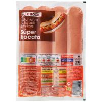 Salchichas super bocata EROSKI, sobre 330 g