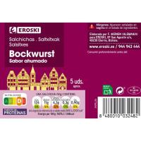 Salchichas Bockwurst EROSKI, 5 uds, frasco 250 g