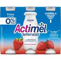 Yogur para beber sabor fresa 0% ACTIMEL, pack 6x100 ml