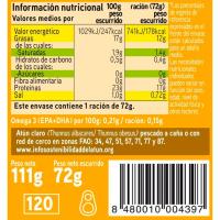 Atún claro en aceite vegetal EROSKI, lata 111 g