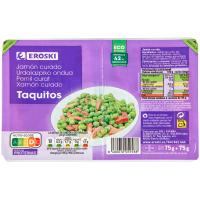 Taquitos de jamón curado EROSKI, pack 2x75 g