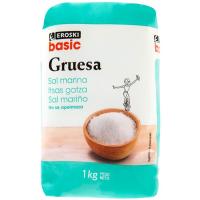 Sal marina gruesa EROSKI BASIC, paquete 1 kg