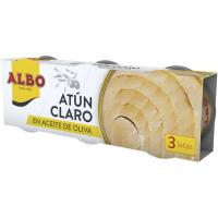 Atún claro aceite de oliva ALBO, pack 3x65 g