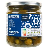 Pepinillos pequeños EROSKI, frasco 190 g 