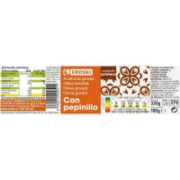 Aceitunas gordal con pepinillo EROSKI, frasco 180 g 