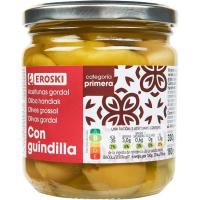 Aceitunas gordal con guindilla EROSKI, frasco 180 g 