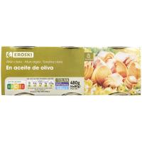 Atún claro en aceite de oliva EROSKI, pack 6x80 g